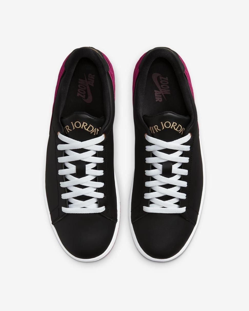 Air Jordan 1 Centre Court Black/White/Metallic Gold/Mystic Hibiscus | Mens Nike Lifestyle