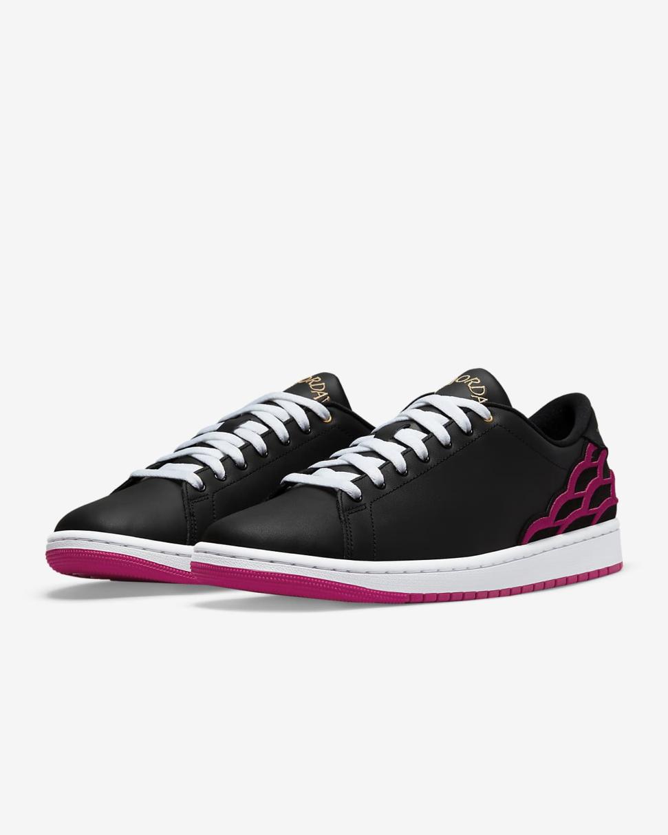 Air Jordan 1 Centre Court Black/White/Metallic Gold/Mystic Hibiscus | Mens Nike Lifestyle