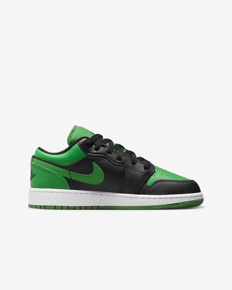 Air Jordan 1 Low Black/Lucky Green/White/Black | Kids Nike First Day Kicks