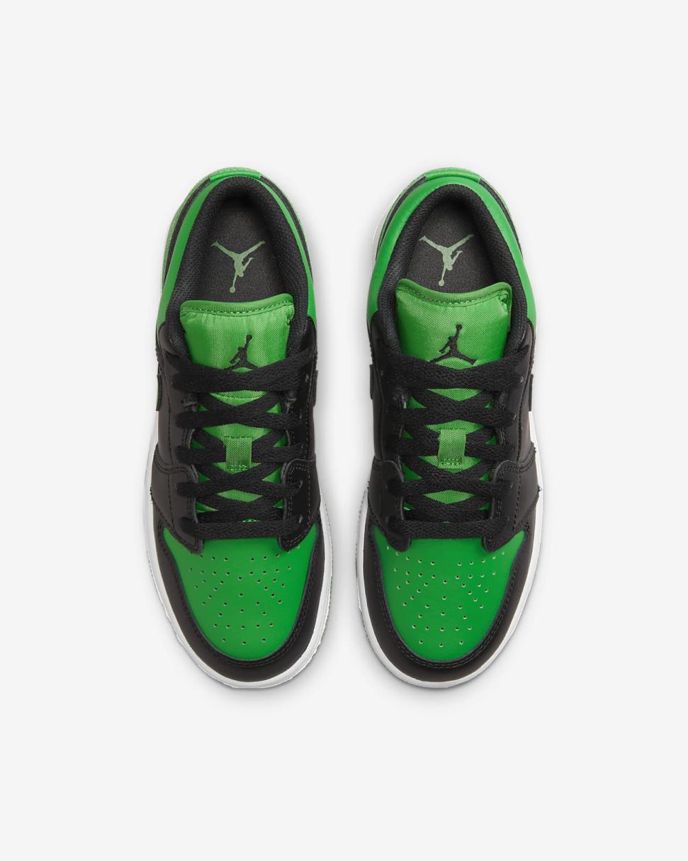 Air Jordan 1 Low Black/Lucky Green/White/Black | Kids Nike First Day Kicks