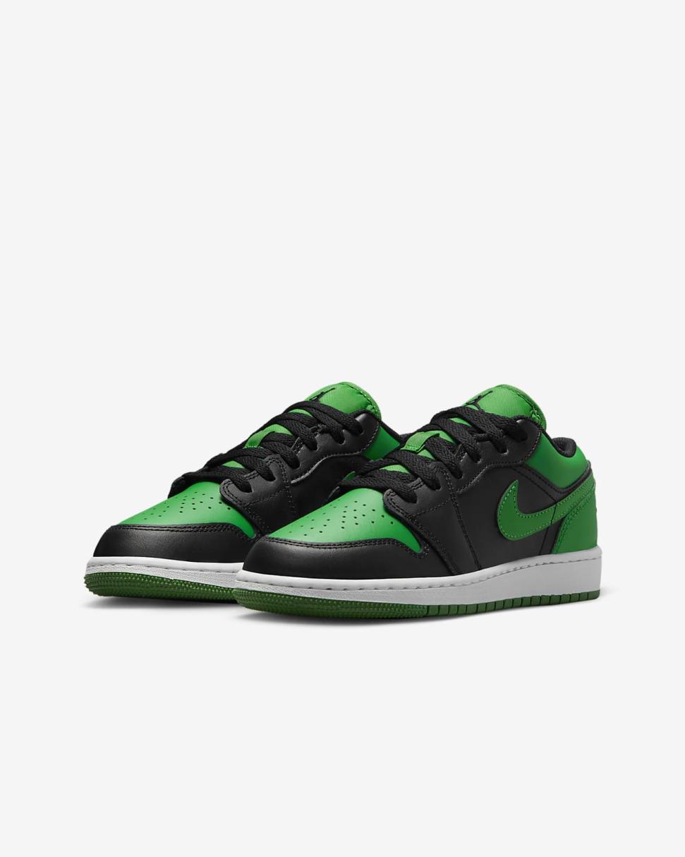 Air Jordan 1 Low Black/Lucky Green/White/Black | Kids Nike First Day Kicks