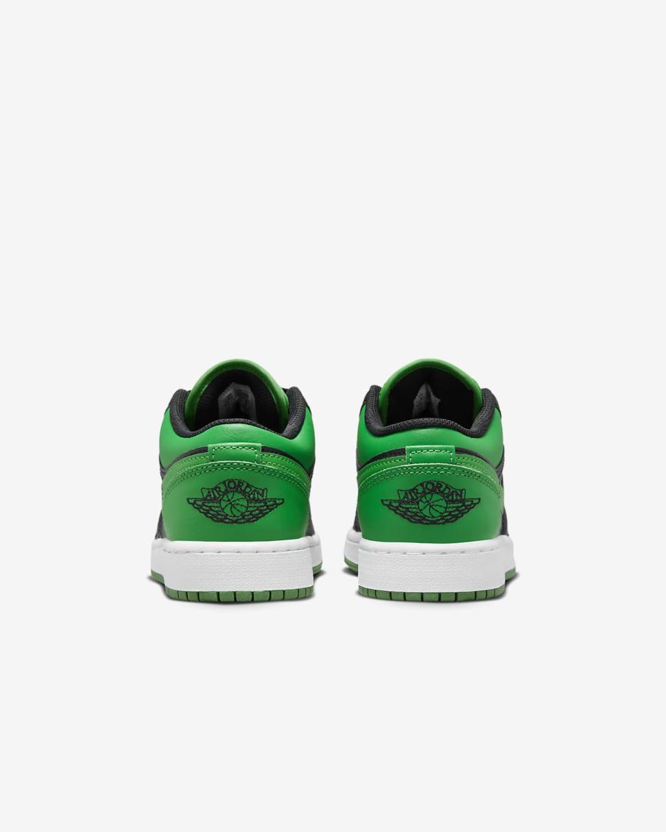 Air Jordan 1 Low Black/Lucky Green/White/Black | Kids Nike First Day Kicks