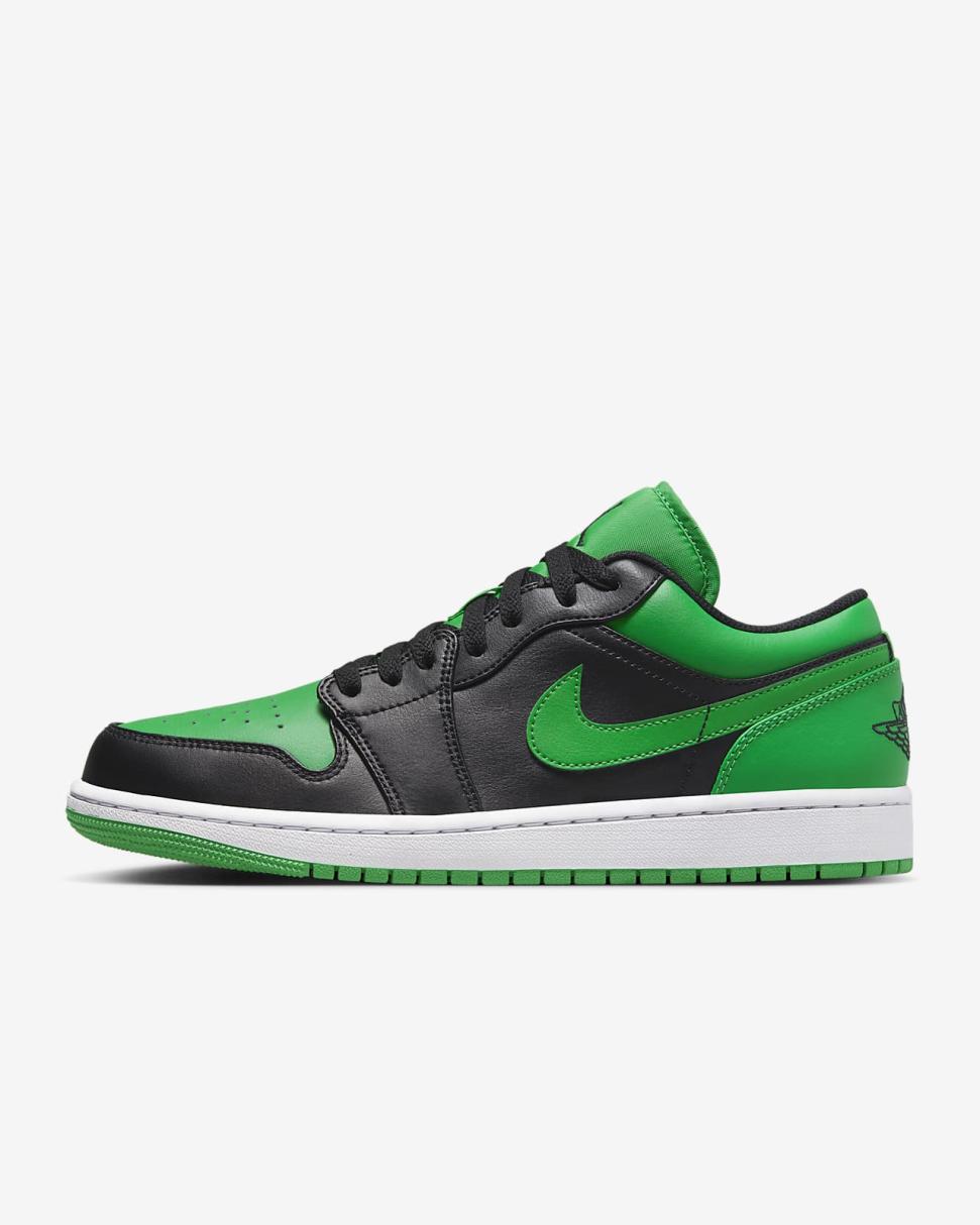 Air Jordan 1 Low Black/Lucky Green/White/Black | Mens/Womens Nike First Day Kicks