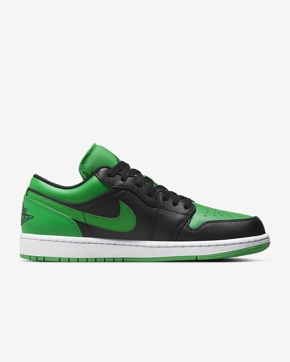 Air Jordan 1 Low Black/Lucky Green/White/Black | Mens/Womens Nike First Day Kicks