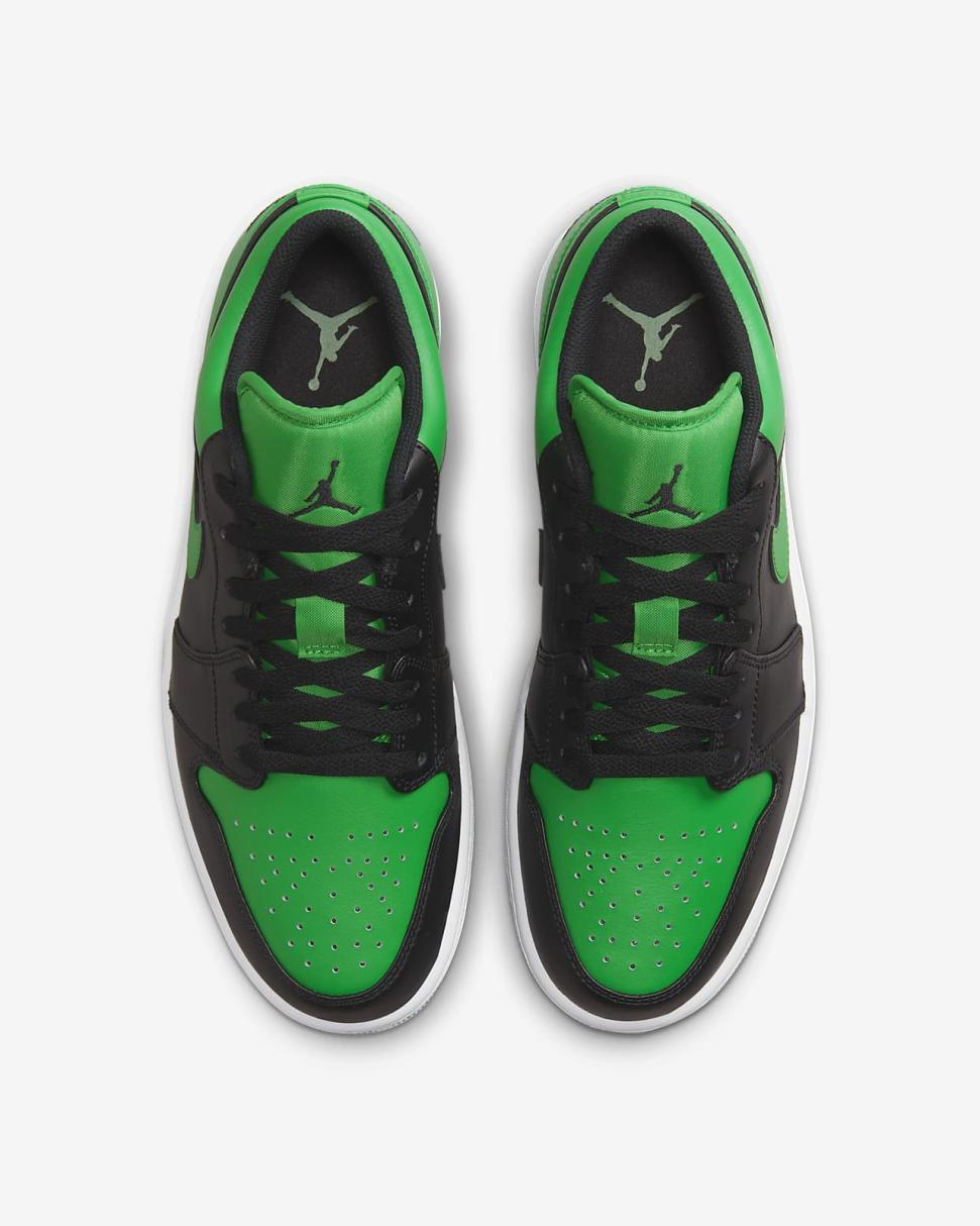 Air Jordan 1 Low Black/Lucky Green/White/Black | Mens/Womens Nike First Day Kicks