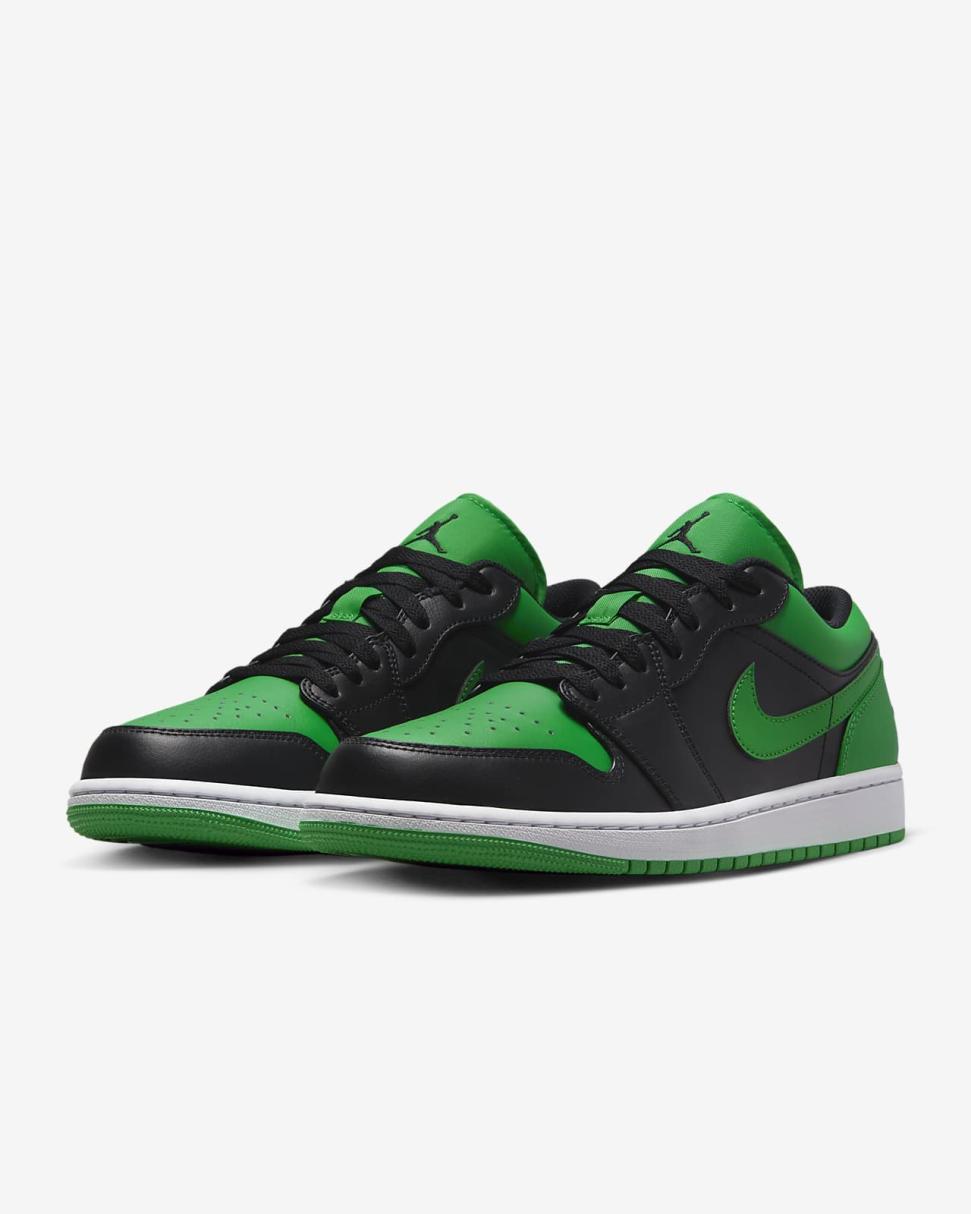 Air Jordan 1 Low Black/Lucky Green/White/Black | Mens/Womens Nike First Day Kicks