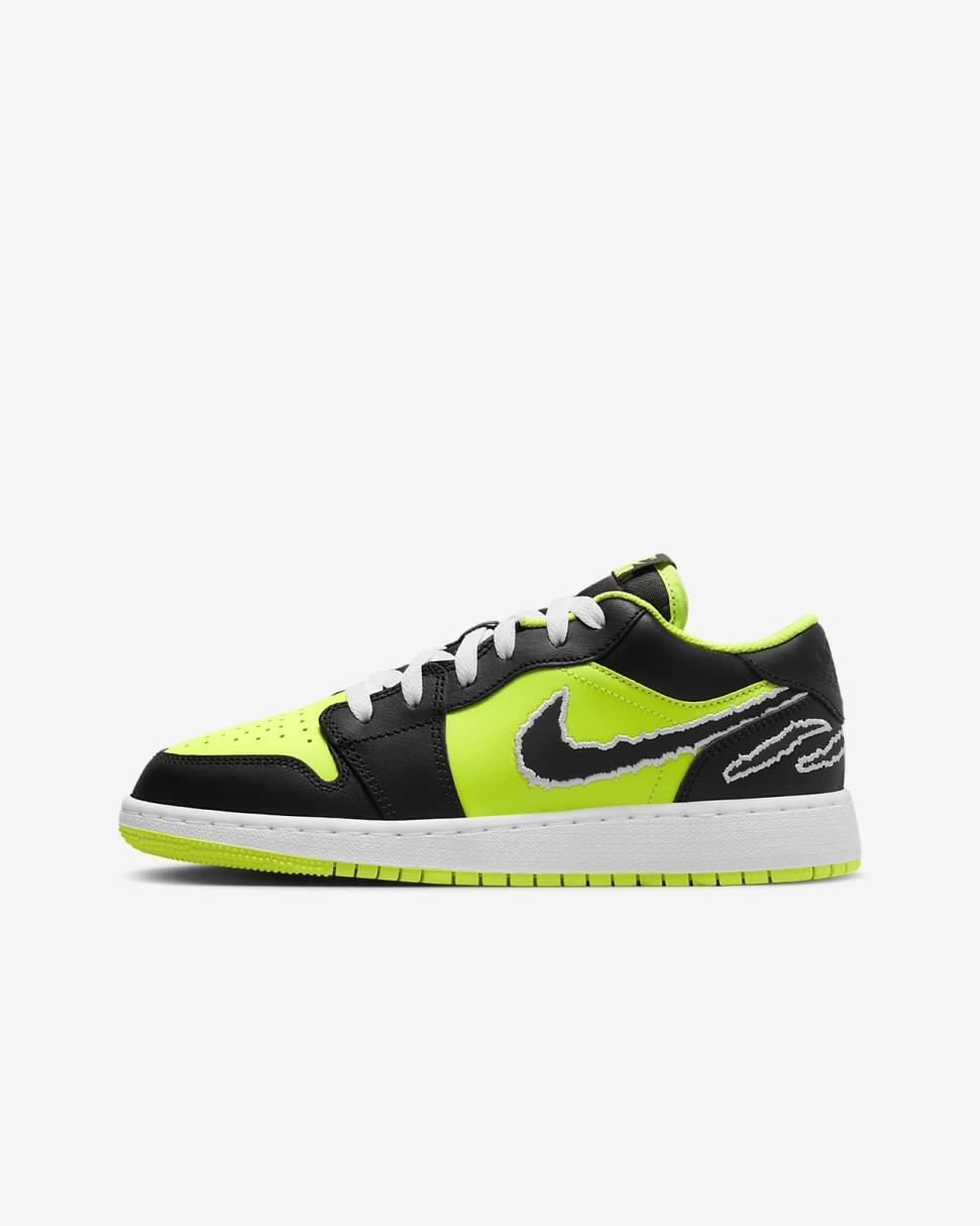 Air Jordan 1 Low SE Volt/White/Black | Kids Nike Jordan