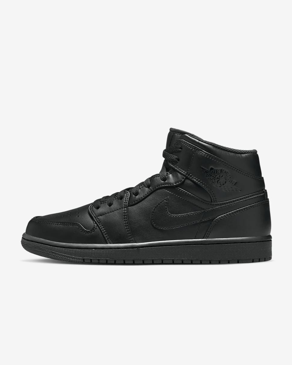 Air Jordan 1 Mid Black/Black/Black | Mens/Womens Nike First Day Kicks
