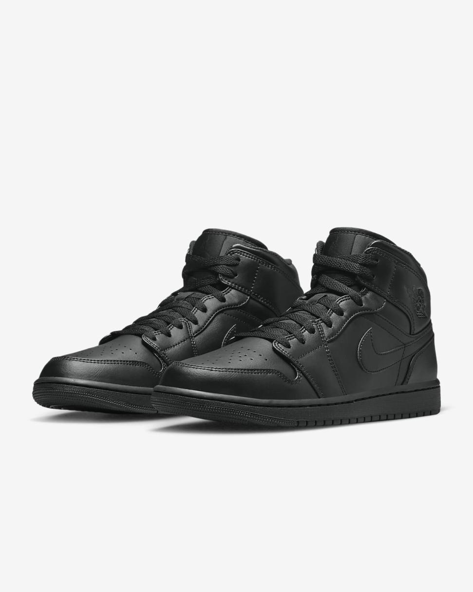 Air Jordan 1 Mid Black/Black/Black | Mens/Womens Nike First Day Kicks