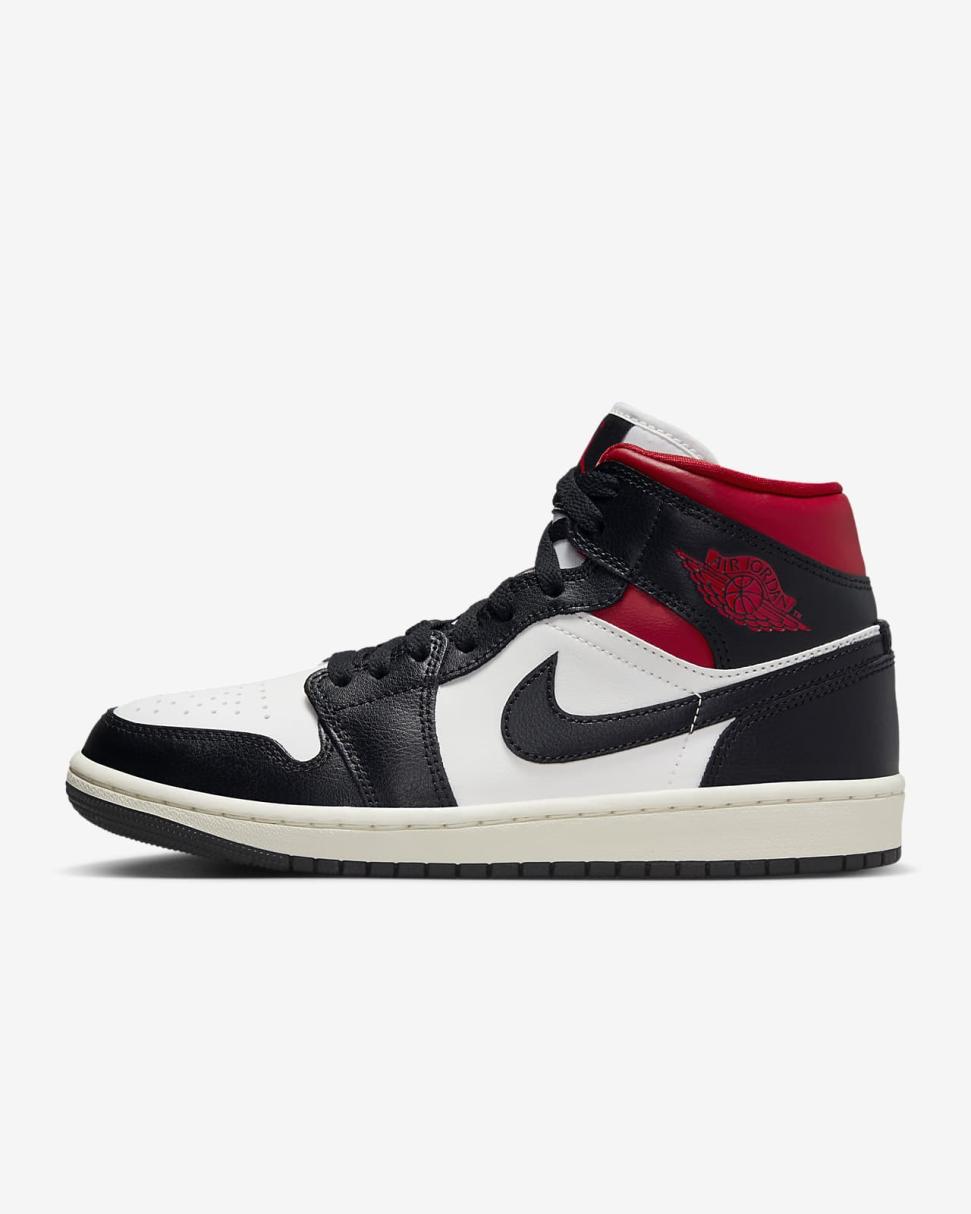 Air Jordan 1 Mid Black/Sail/Gym Red | Womens Nike Lifestyle