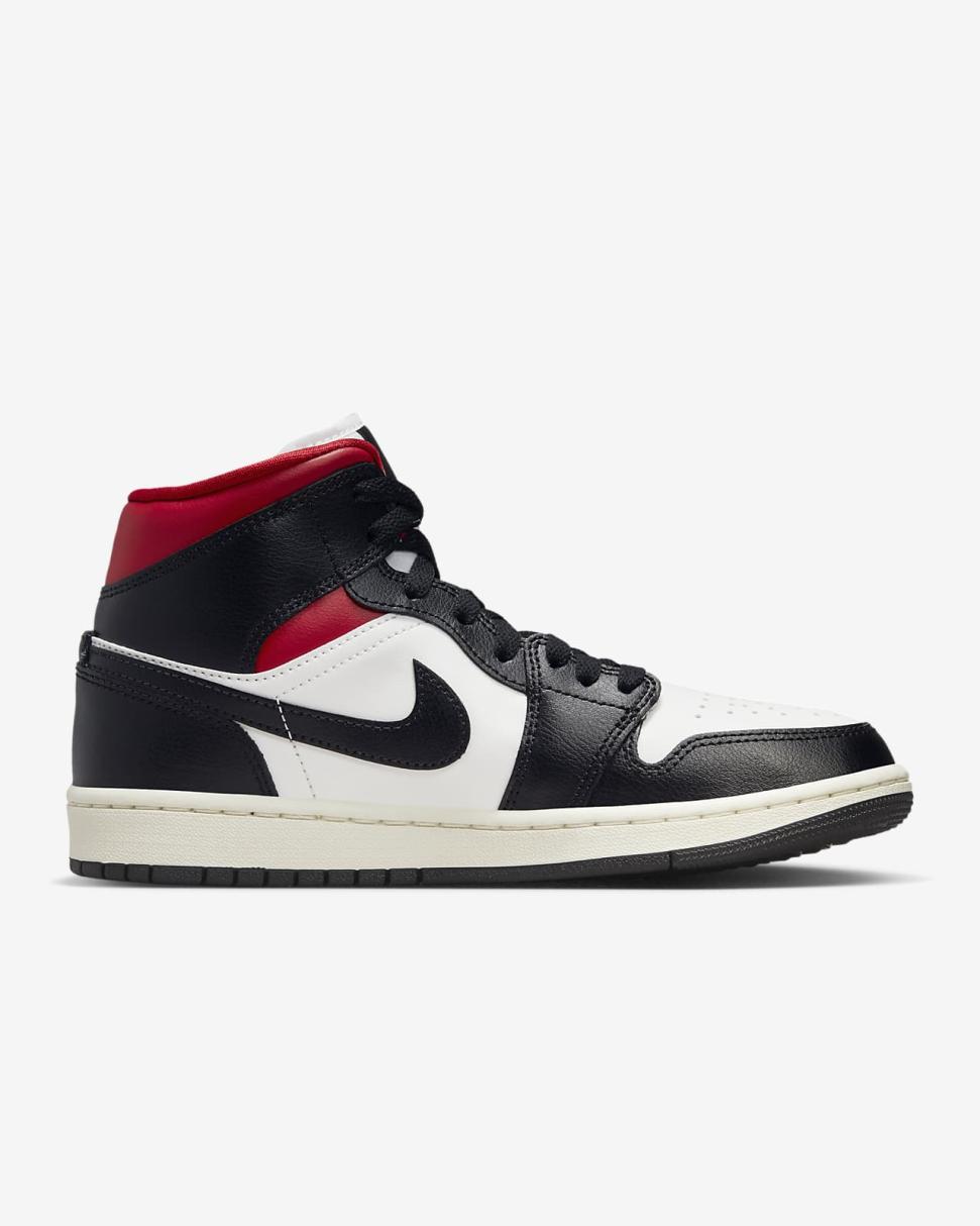 Air Jordan 1 Mid Black/Sail/Gym Red | Womens Nike Lifestyle