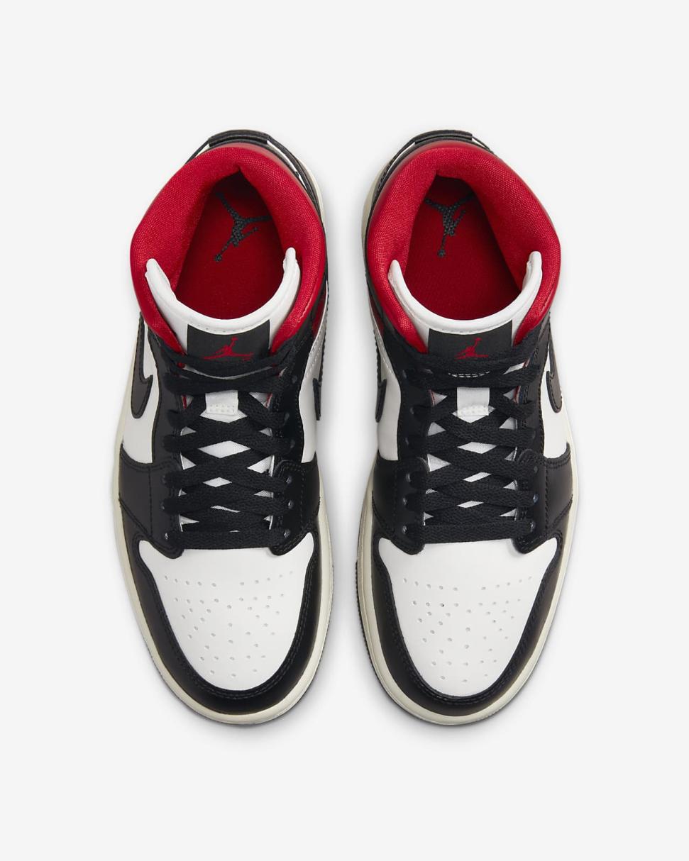 Air Jordan 1 Mid Black/Sail/Gym Red | Womens Nike Lifestyle
