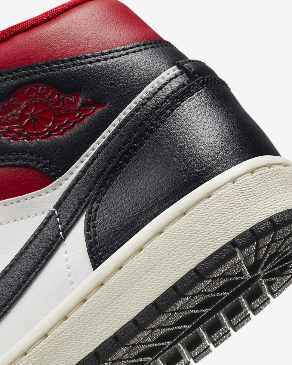 Air Jordan 1 Mid Black/Sail/Gym Red | Womens Nike Lifestyle