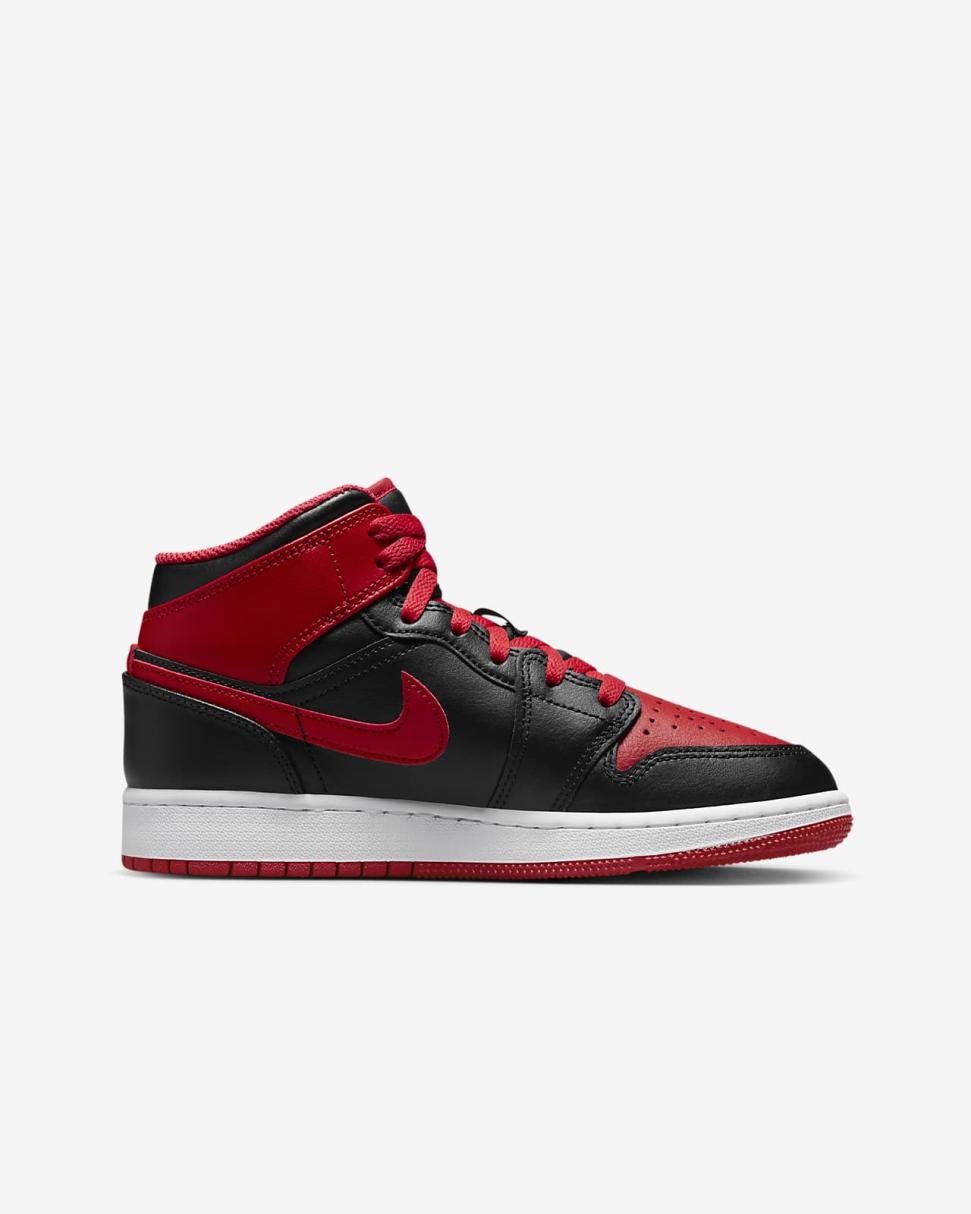Air Jordan 1 Mid Black/White/Fire Red | Kids Nike First Day Kicks