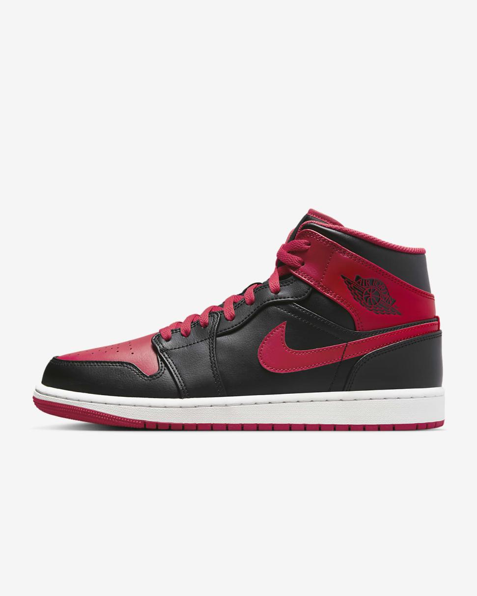 Air Jordan 1 Mid Black/White/Fire Red | Mens/Womens Nike First Day Kicks