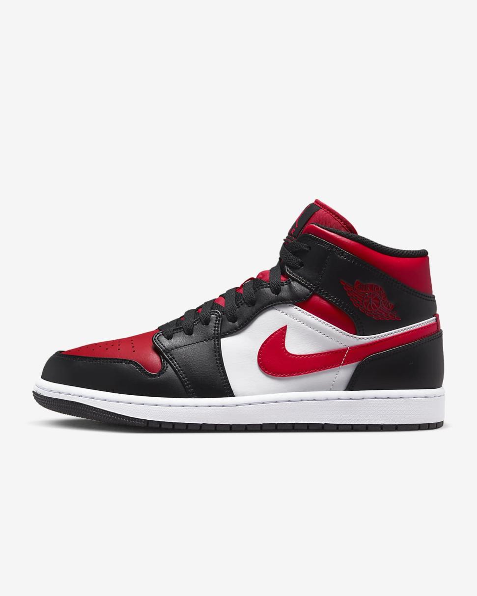 Air Jordan 1 Mid Black/White/Fire Red | Mens/Womens Nike First Day Kicks