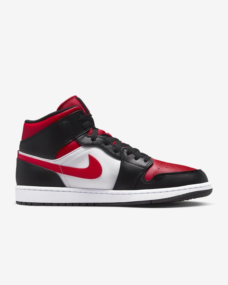 Air Jordan 1 Mid Black/White/Fire Red | Mens/Womens Nike First Day Kicks
