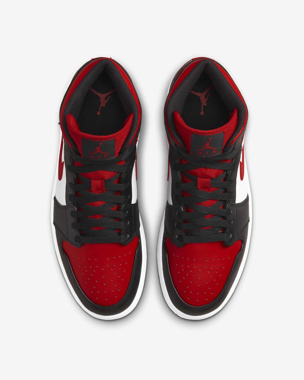 Air Jordan 1 Mid Black/White/Fire Red | Mens/Womens Nike First Day Kicks