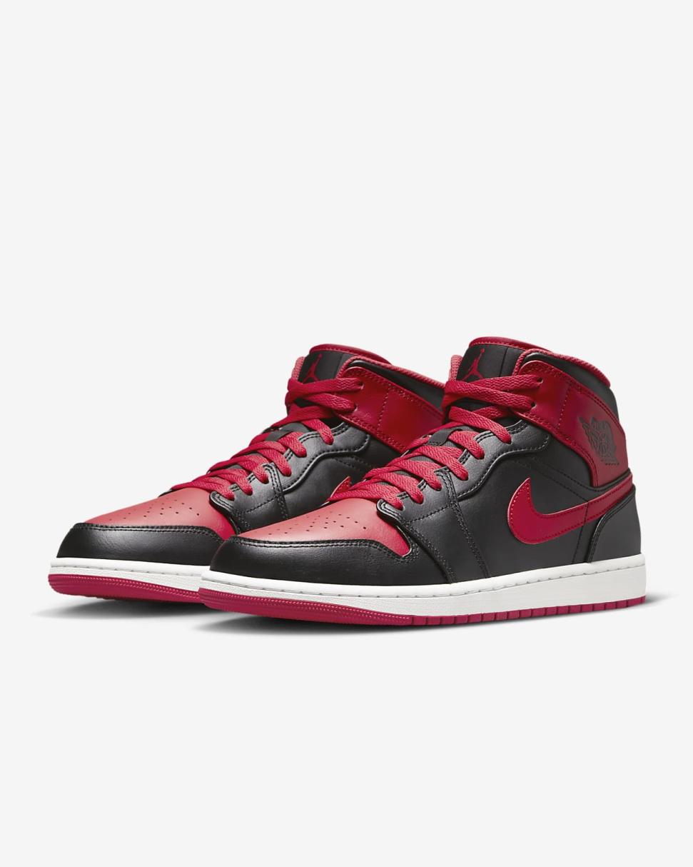 Air Jordan 1 Mid Black/White/Fire Red | Mens/Womens Nike First Day Kicks