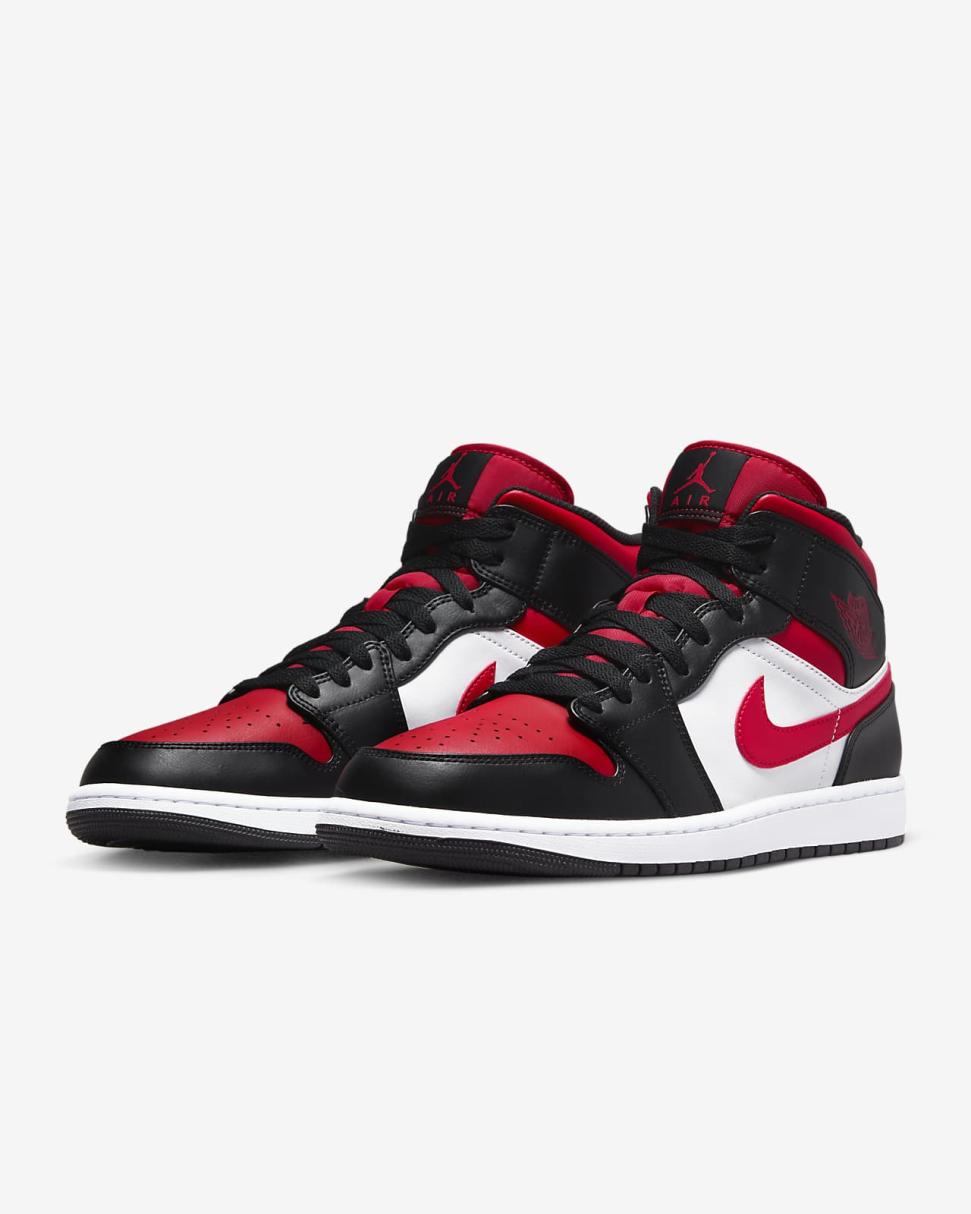 Air Jordan 1 Mid Black/White/Fire Red | Mens/Womens Nike First Day Kicks