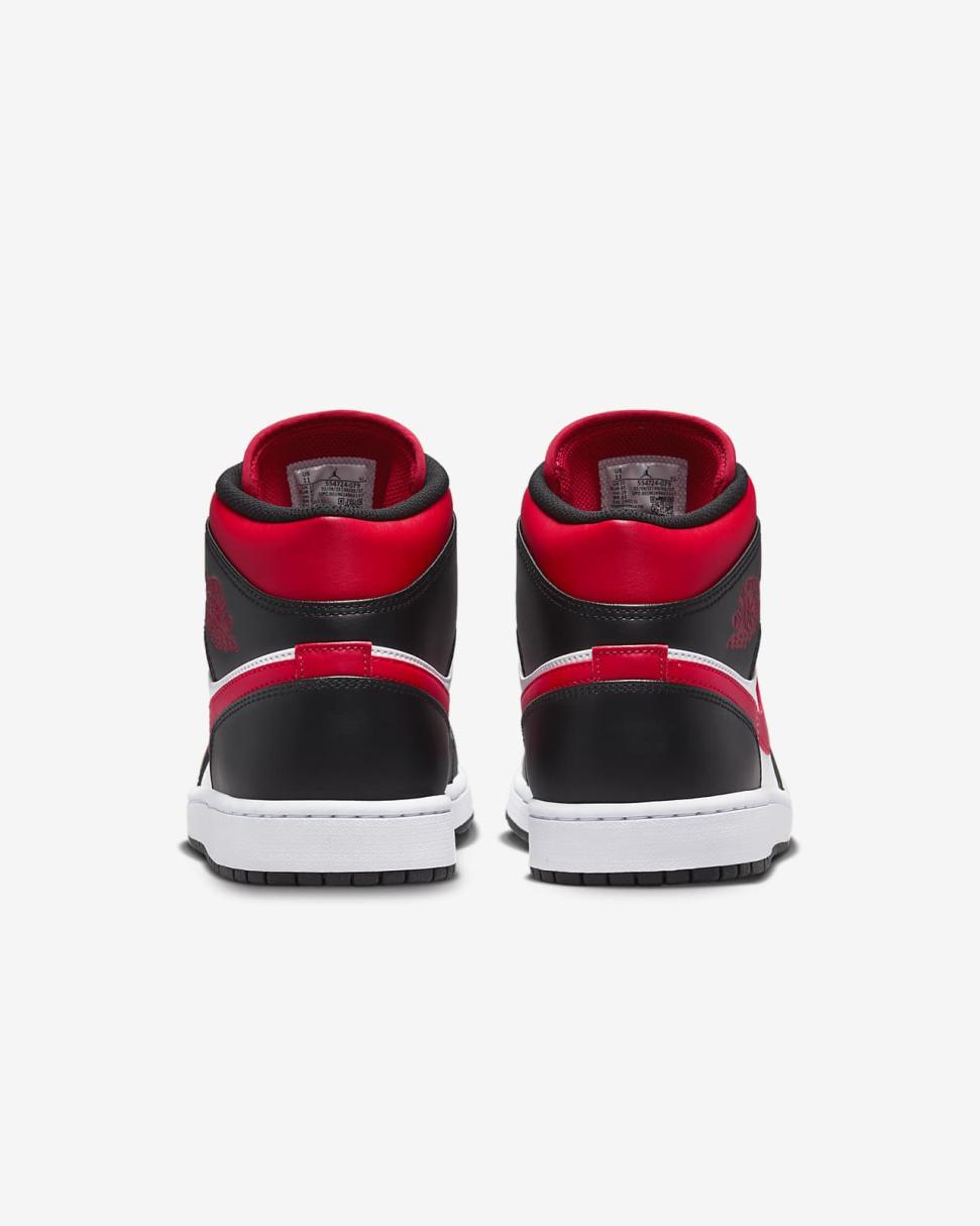 Air Jordan 1 Mid Black/White/Fire Red | Mens/Womens Nike First Day Kicks