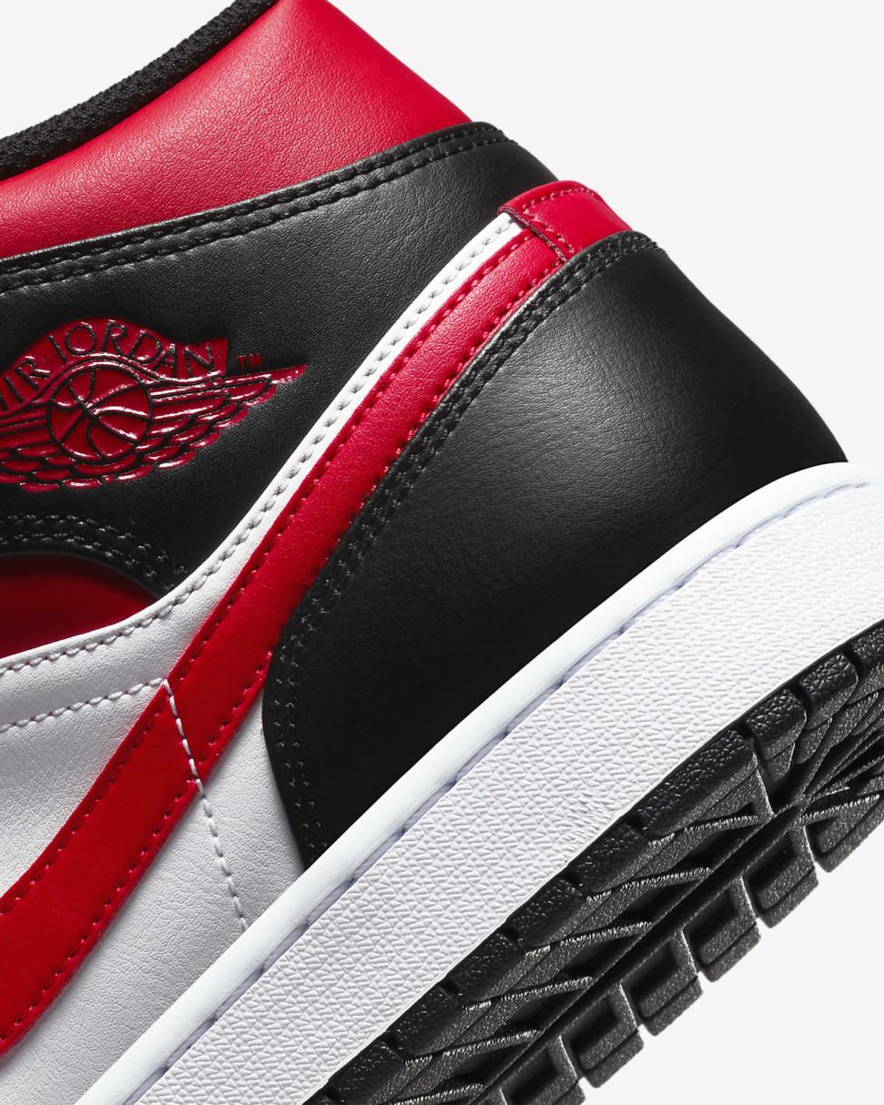 Air Jordan 1 Mid Black/White/Fire Red | Mens/Womens Nike First Day Kicks