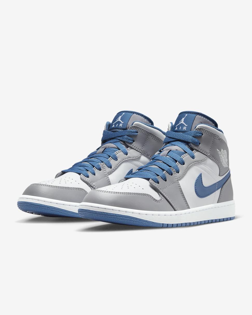 Air Jordan 1 Mid Cement Grey/True Blue/White | Mens/Womens Nike First Day Kicks