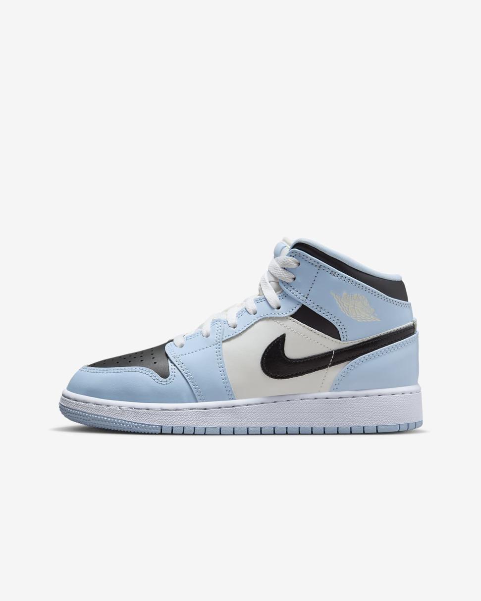Air Jordan 1 Mid Ice Blue/Sail/White/Black | Kids Nike Jordan