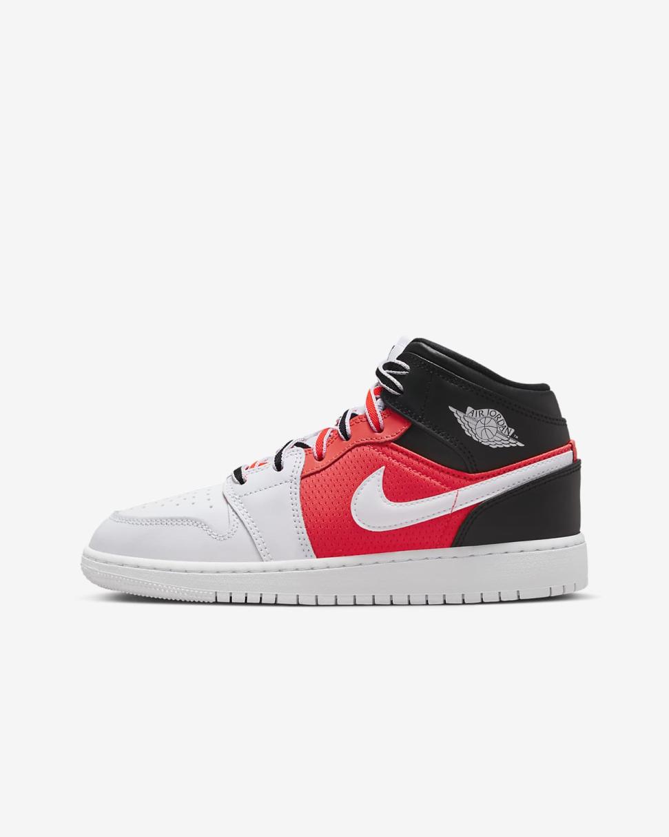Air Jordan 1 Mid SE Black/Infrared 23/White | Kids Nike Jordan