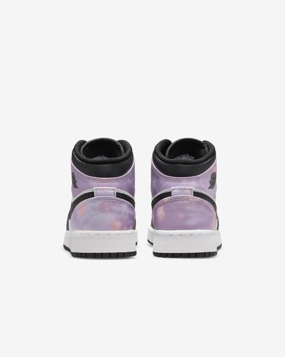 Air Jordan 1 Mid SE Black/White/Amethyst Wave/Bleached Coral | Kids Nike Jordan