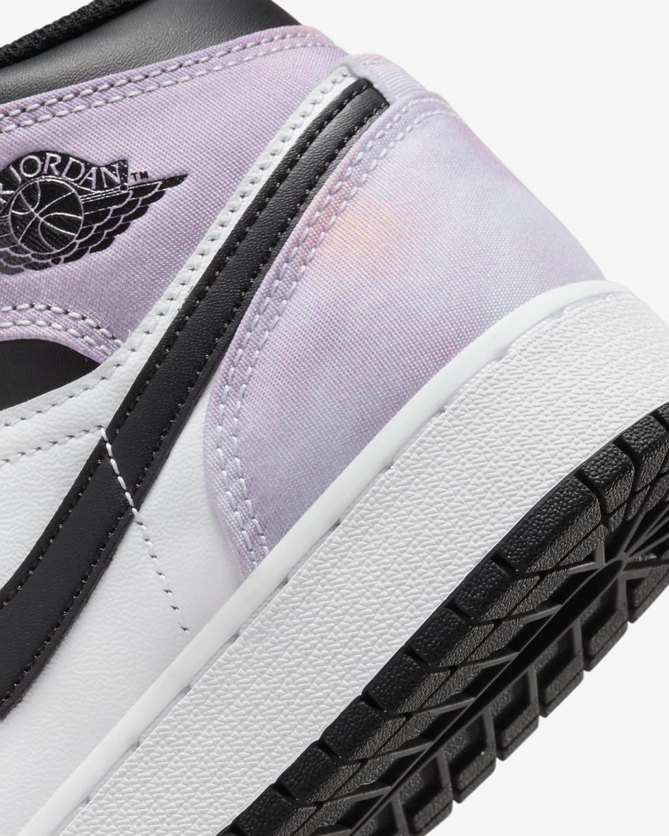 Air Jordan 1 Mid SE Black/White/Amethyst Wave/Bleached Coral | Kids Nike Jordan