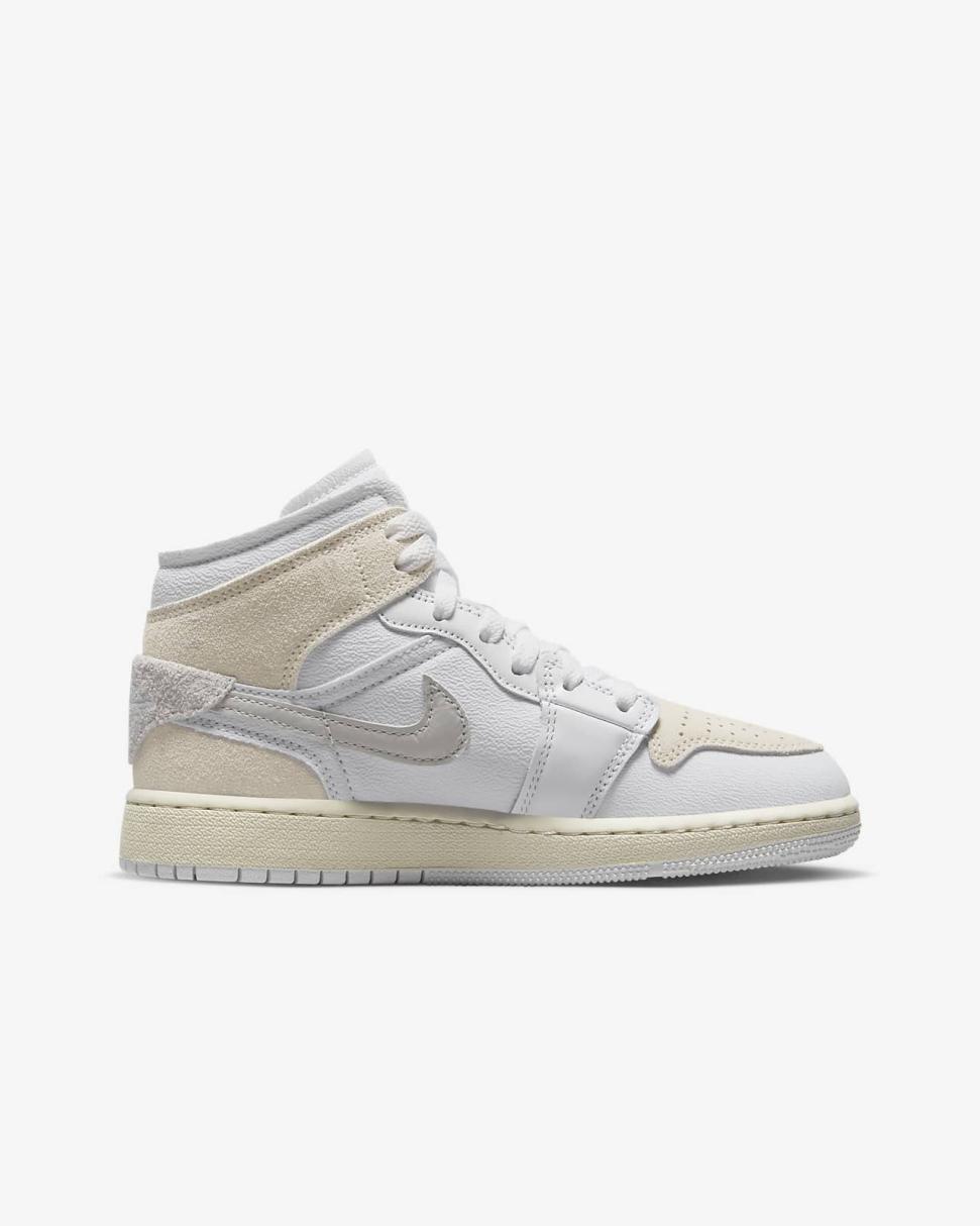 Air Jordan 1 Mid SE Craft White/Tech Grey/Sail/Light Orewood Brown | Kids Nike Jordan