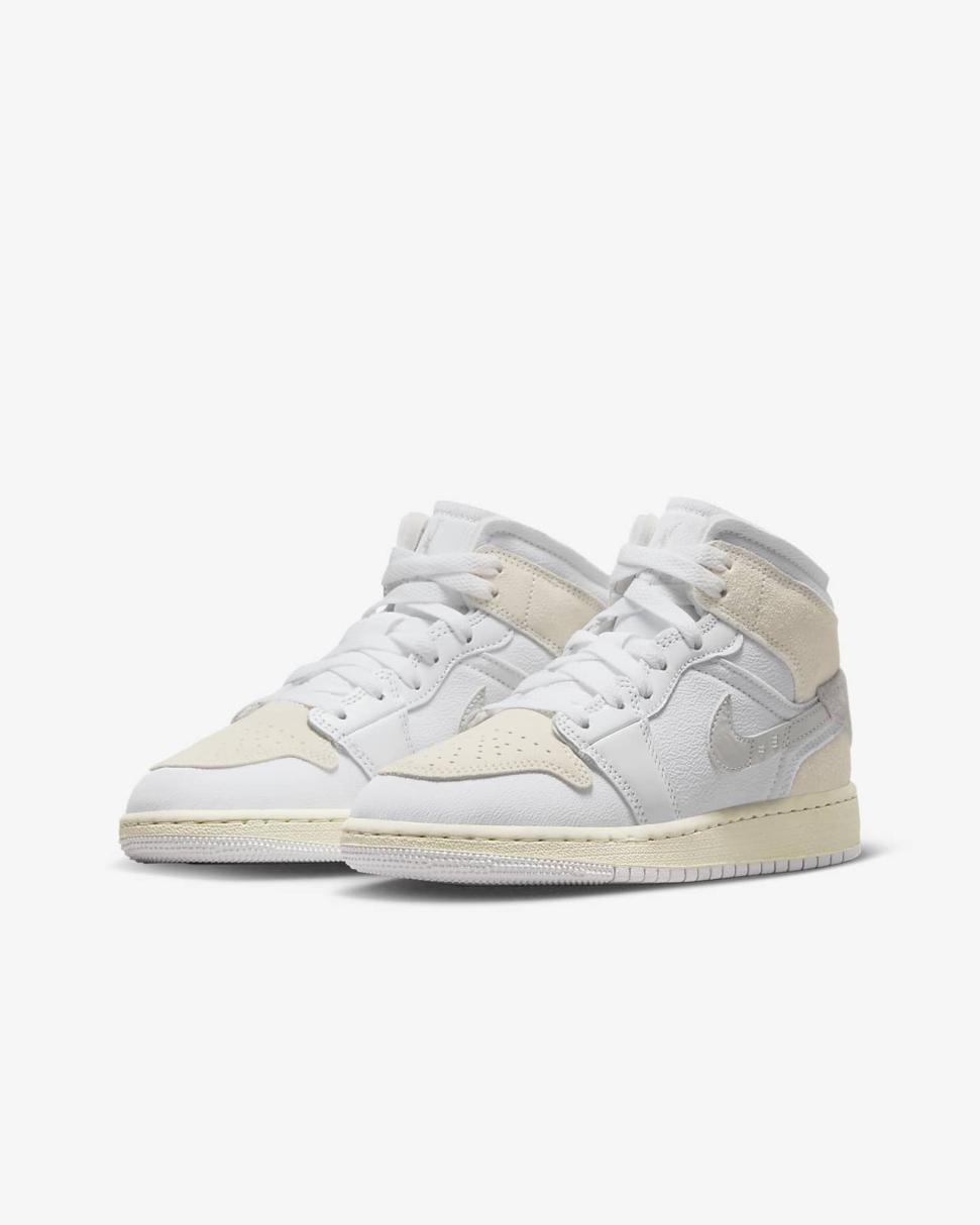 Air Jordan 1 Mid SE Craft White/Tech Grey/Sail/Light Orewood Brown | Kids Nike Jordan