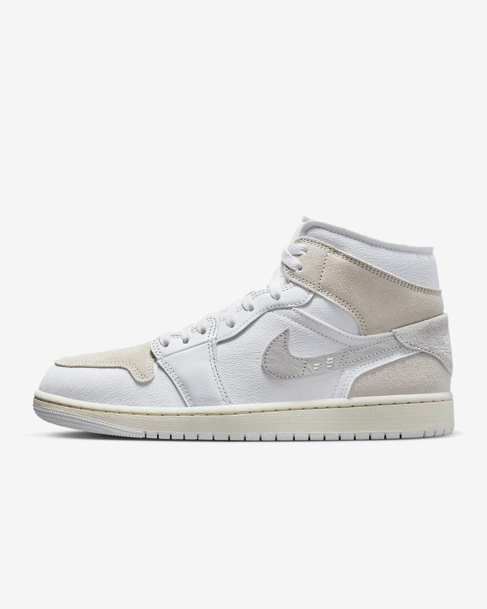 Air Jordan 1 Mid SE Craft White/Tech Grey/Sail/Light Orewood Brown | Mens Nike Lifestyle
