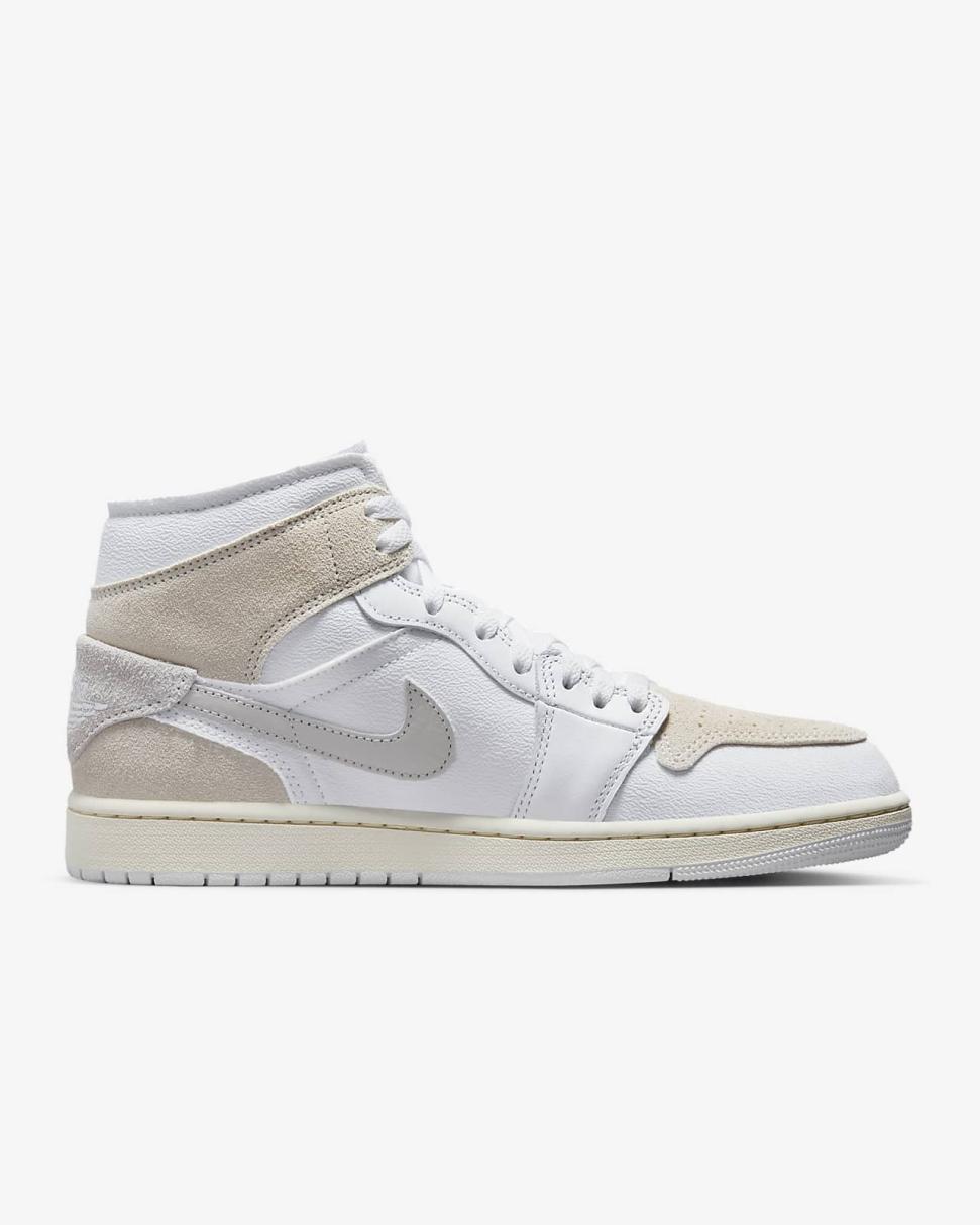 Air Jordan 1 Mid SE Craft White/Tech Grey/Sail/Light Orewood Brown | Mens Nike Lifestyle