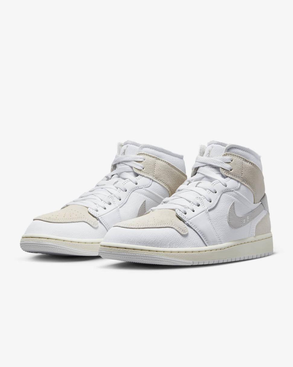 Air Jordan 1 Mid SE Craft White/Tech Grey/Sail/Light Orewood Brown | Mens Nike Lifestyle