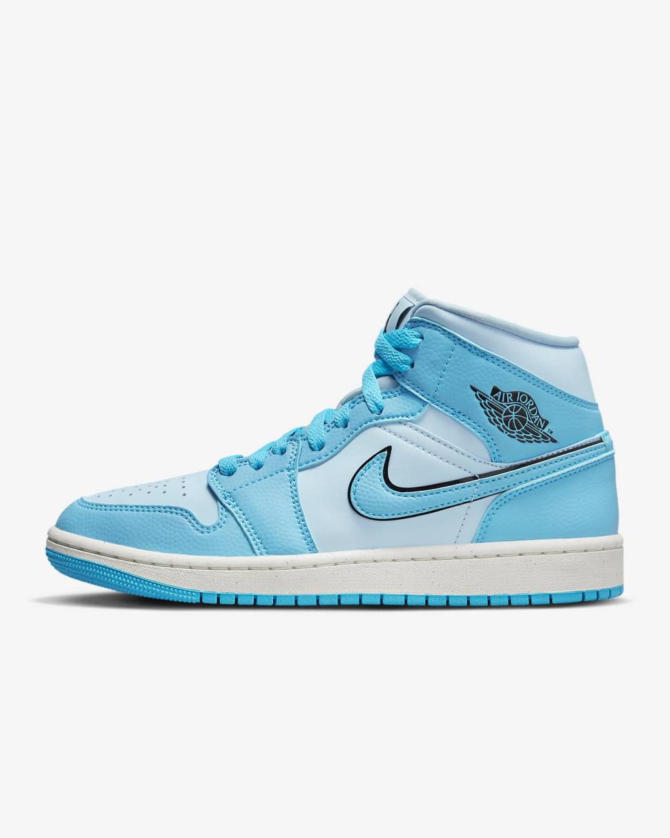 Air Jordan 1 Mid SE Ice Blue/Black/Sail/Dark Powder Blue | Womens Nike Lifestyle
