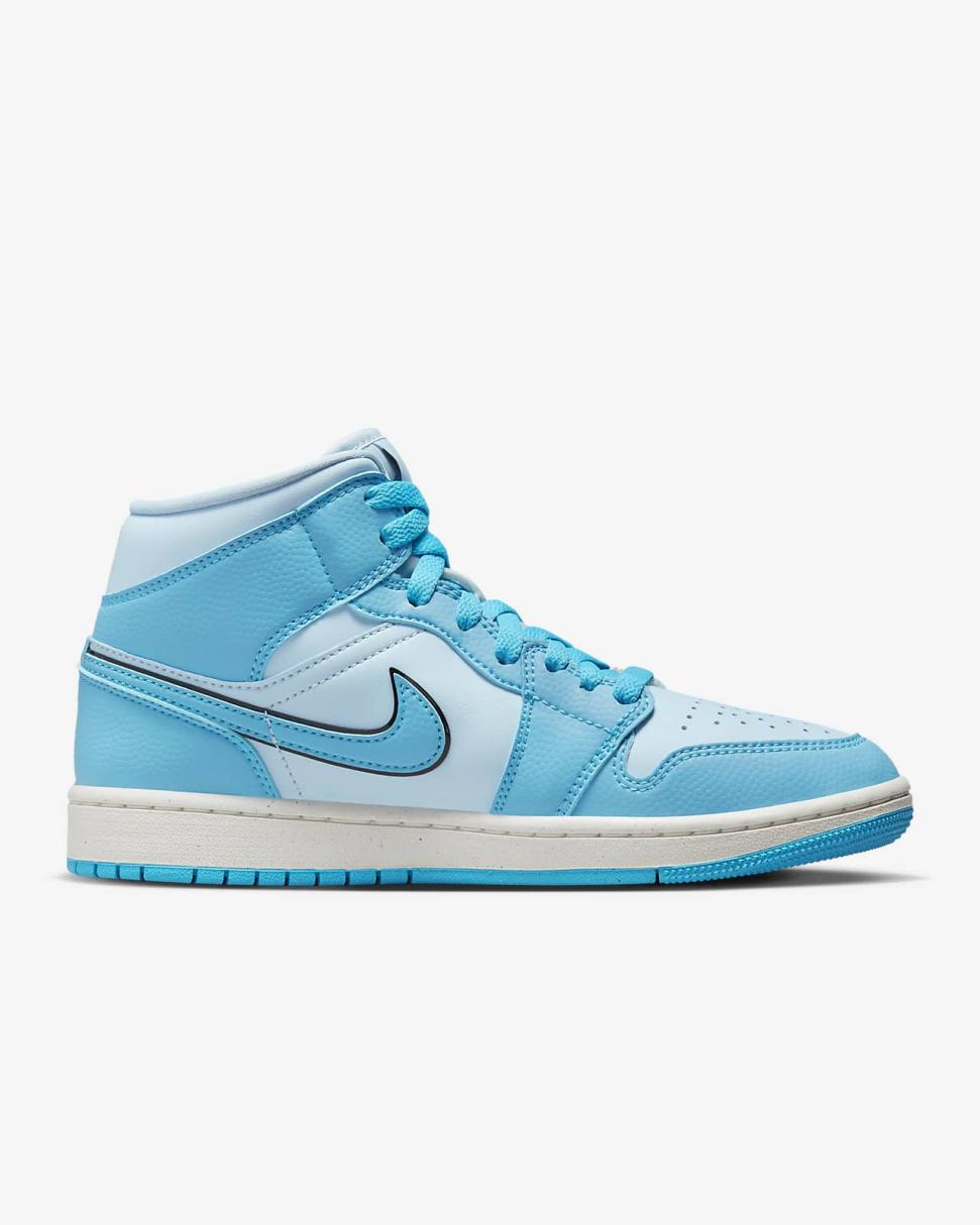 Air Jordan 1 Mid SE Ice Blue/Black/Sail/Dark Powder Blue | Womens Nike Lifestyle