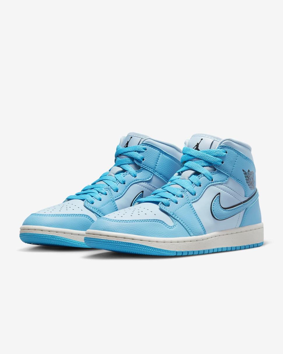 Air Jordan 1 Mid SE Ice Blue/Black/Sail/Dark Powder Blue | Womens Nike Lifestyle