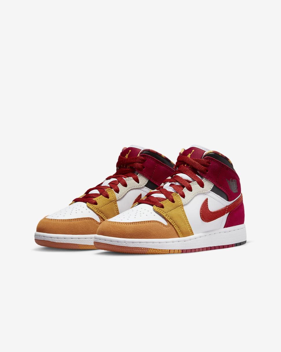 Air Jordan 1 Mid SE Paprika/Black/Canyon Gold/Cinnabar | Kids Nike Jordan
