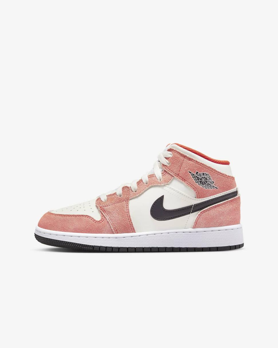 Air Jordan 1 Mid SE Team Orange/Sail/White/Black | Kids Nike Jordan