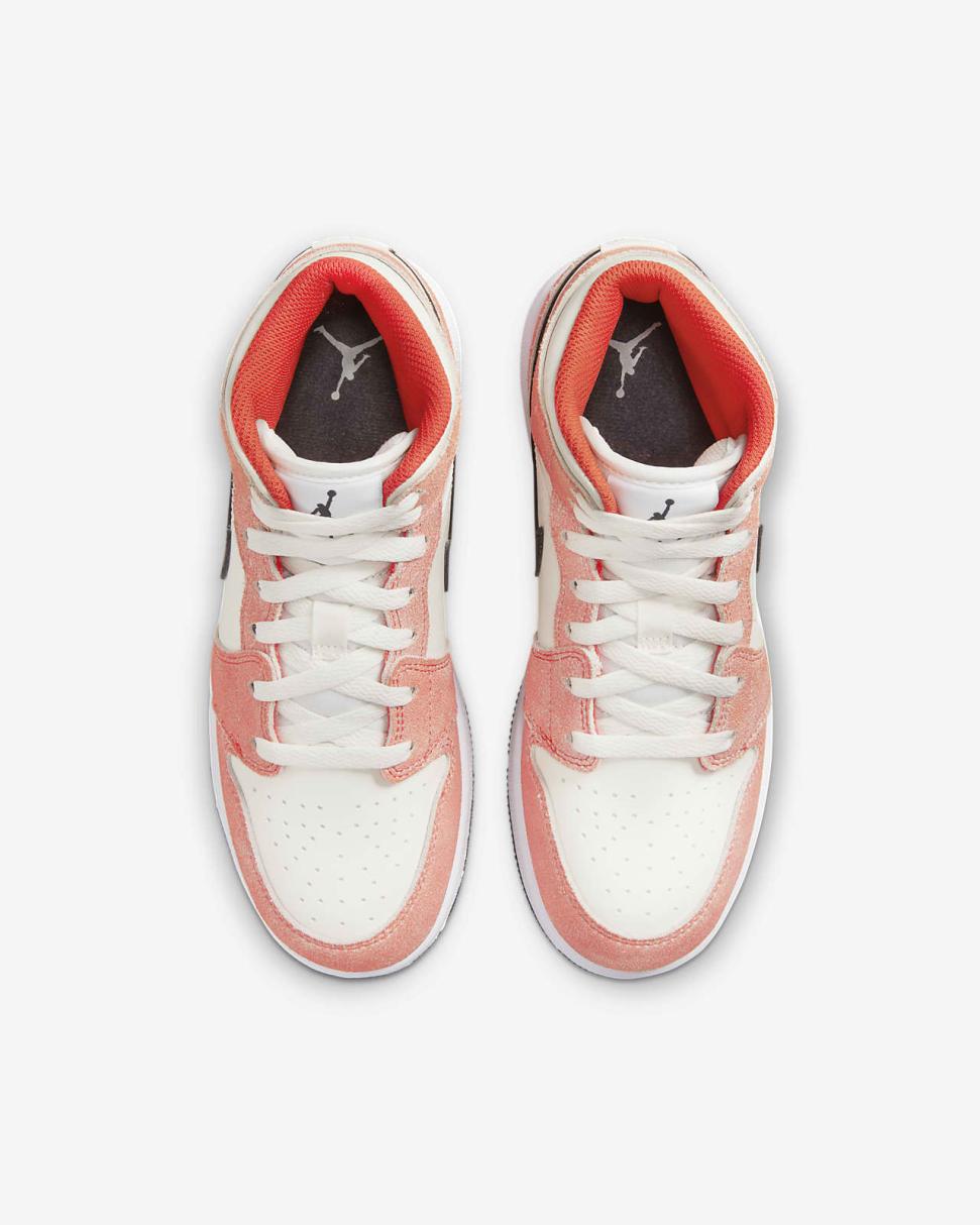 Air Jordan 1 Mid SE Team Orange/Sail/White/Black | Kids Nike Jordan