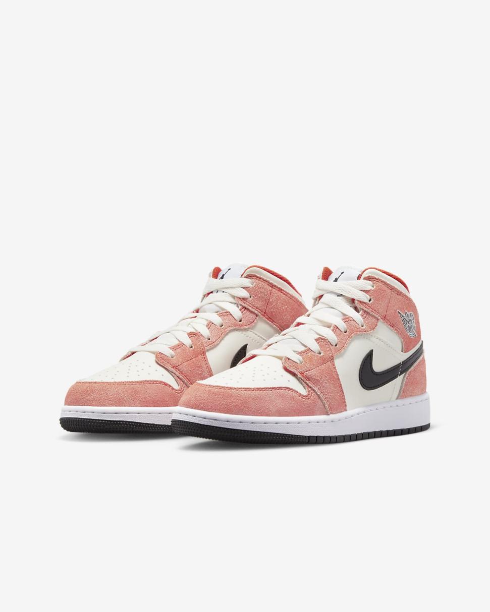 Air Jordan 1 Mid SE Team Orange/Sail/White/Black | Kids Nike Jordan