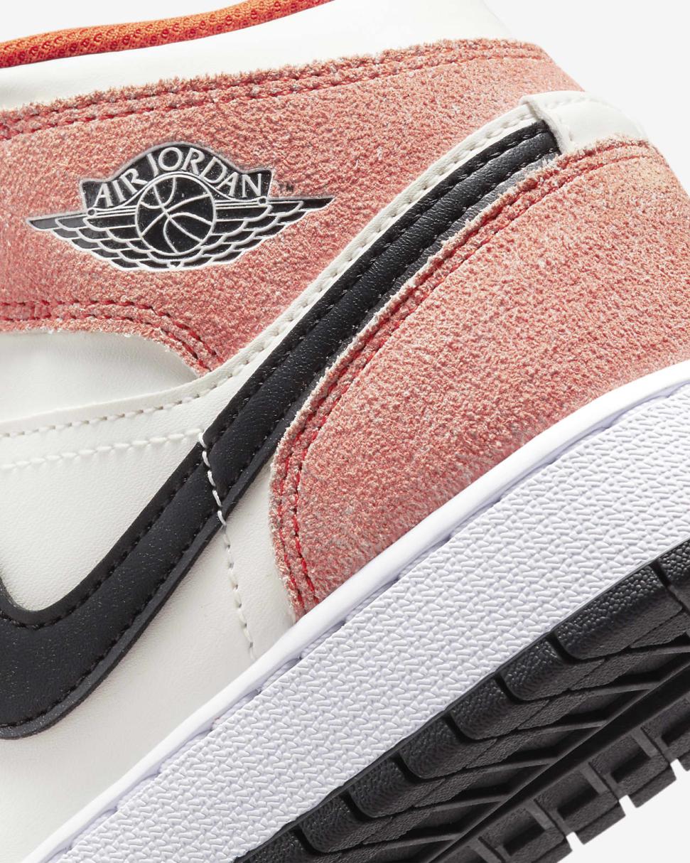 Air Jordan 1 Mid SE Team Orange/Sail/White/Black | Kids Nike Jordan