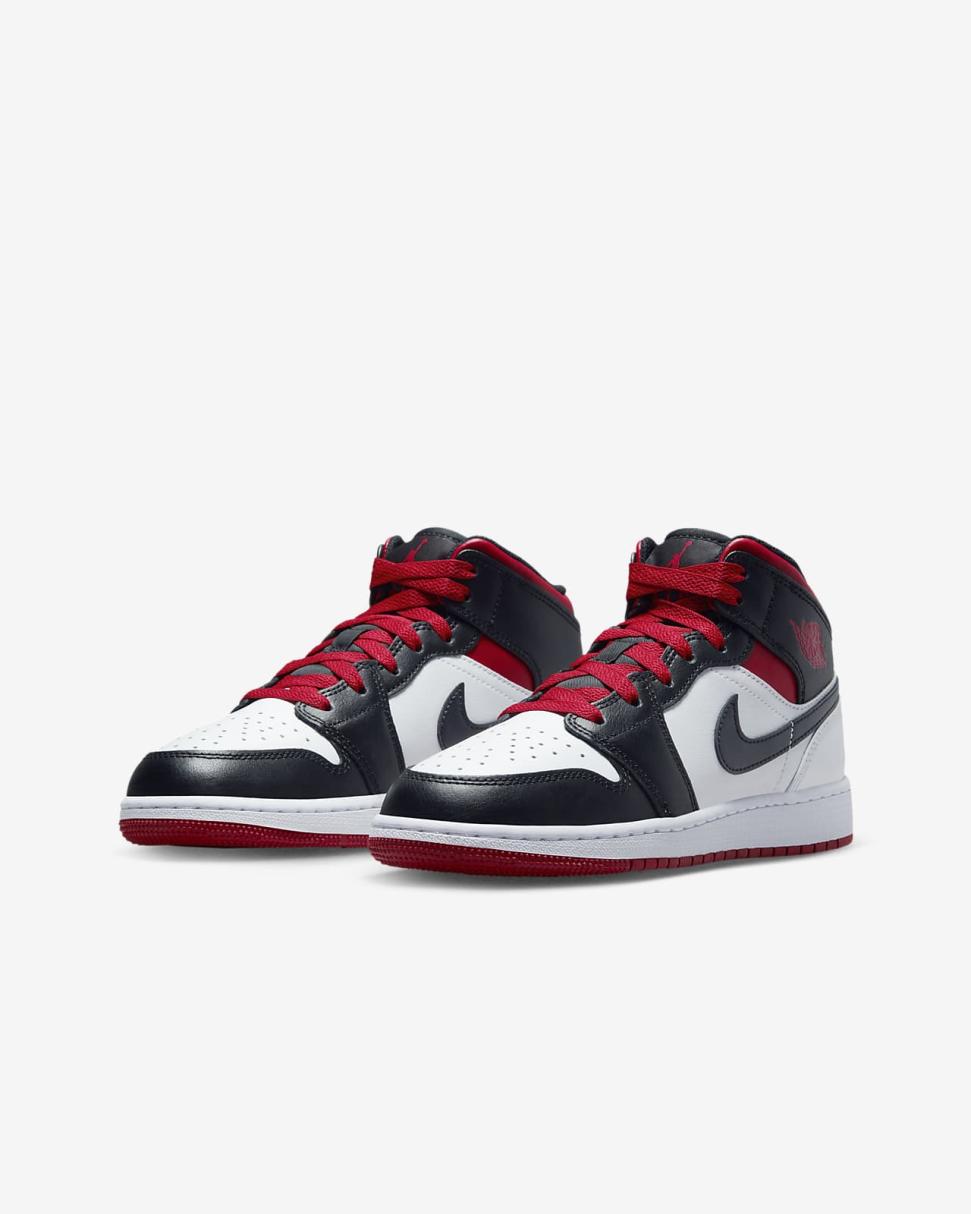 Air Jordan 1 Mid White/Black/Gym Red | Kids Nike First Day Kicks
