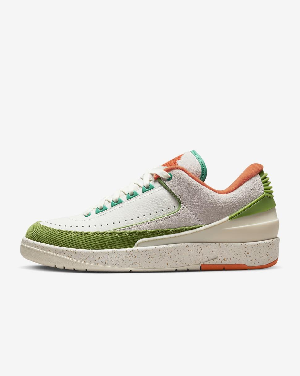 Air Jordan 2 Retro Low Titan Sail/Chlorophyll/Coconut Milk/Safety Orange | Womens Nike Lifestyle