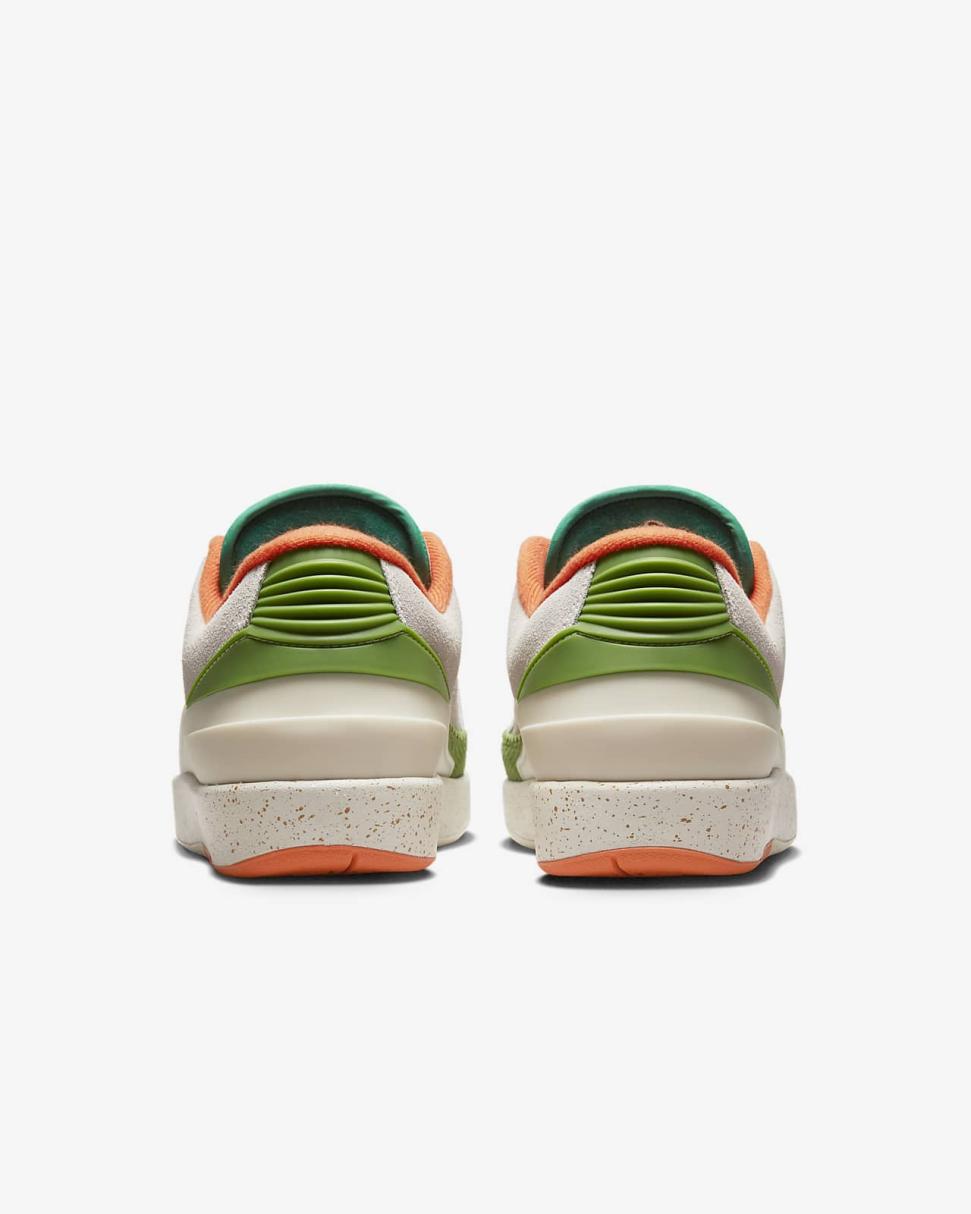 Air Jordan 2 Retro Low Titan Sail/Chlorophyll/Coconut Milk/Safety Orange | Womens Nike Lifestyle