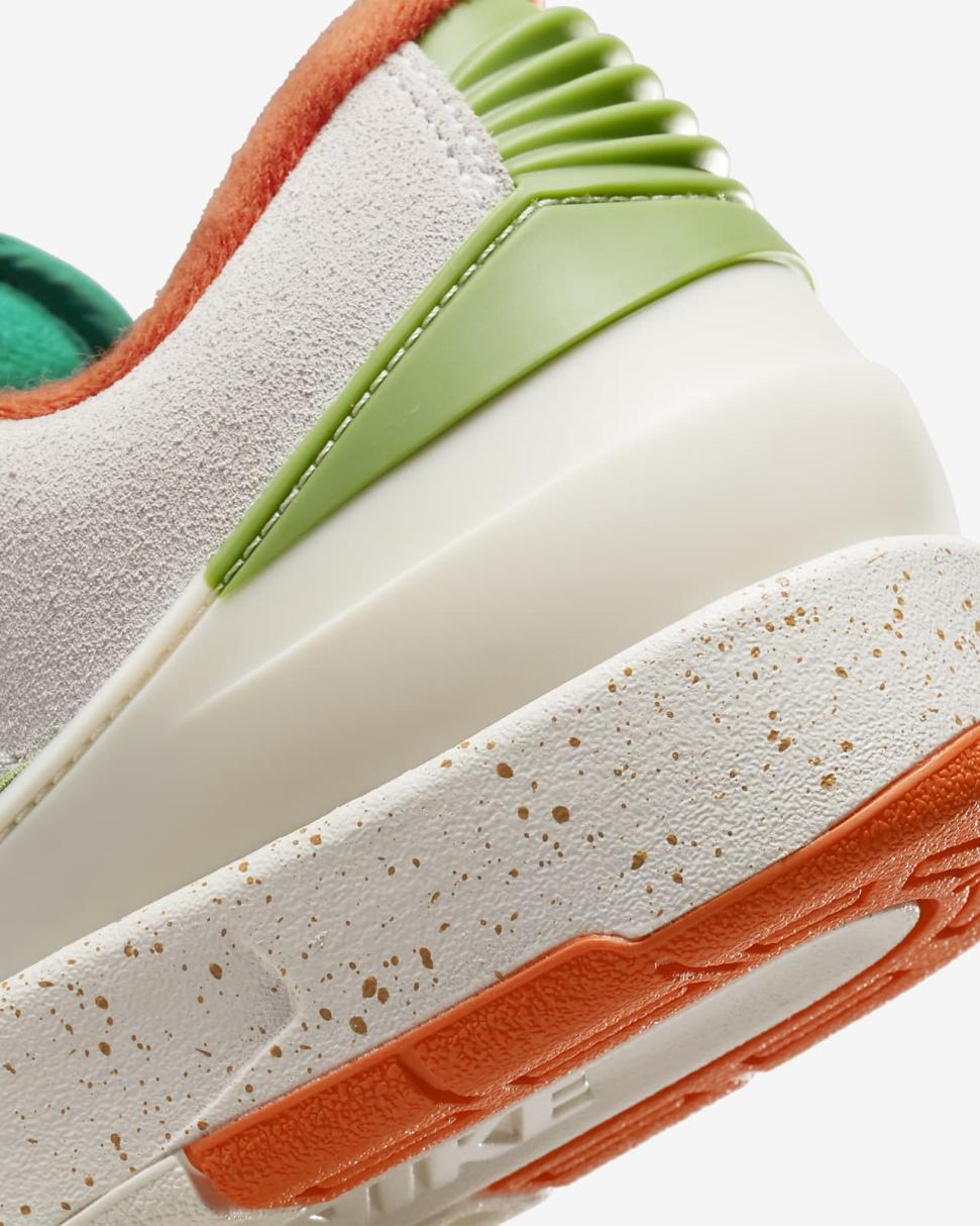 Air Jordan 2 Retro Low Titan Sail/Chlorophyll/Coconut Milk/Safety Orange | Womens Nike Lifestyle