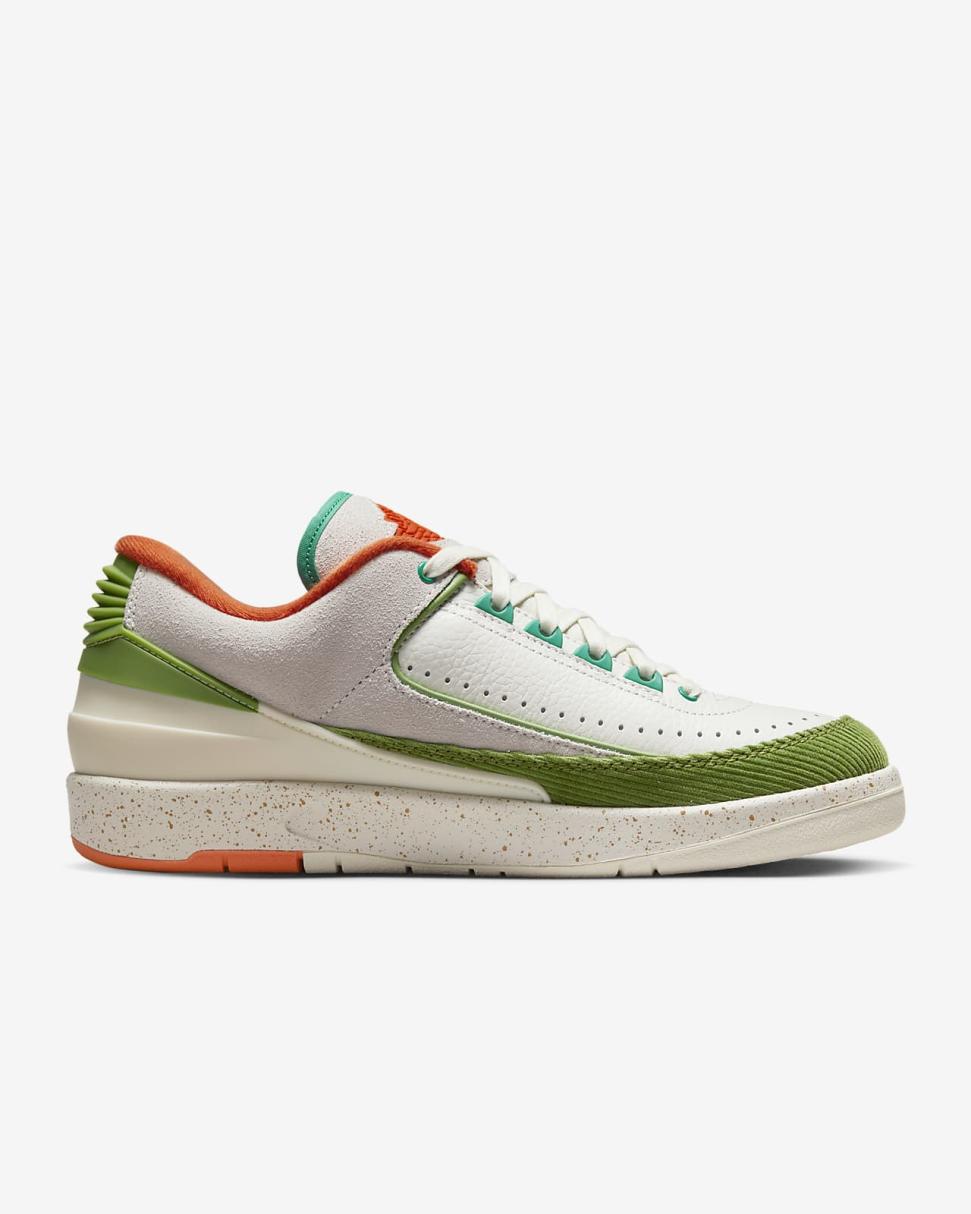 Air Jordan 2 Retro Low Titan Sail/Chlorophyll/Coconut Milk/Safety Orange | Womens Nike Lifestyle