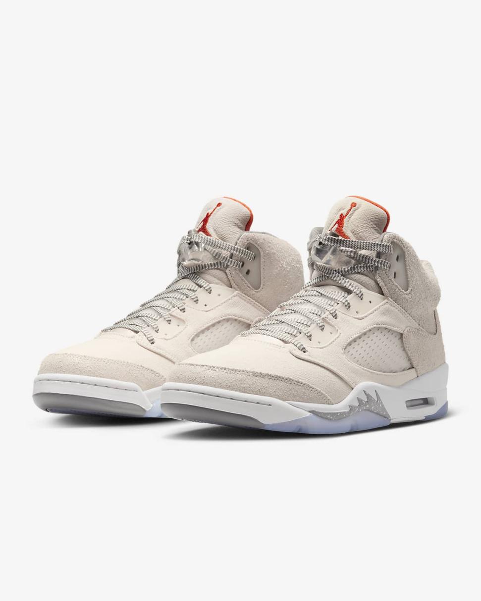 Air Jordan 5 Retro SE Craft Light Orewood Brown/Flat Pewter/Sail/Safety Orange | Mens Nike Lifestyle